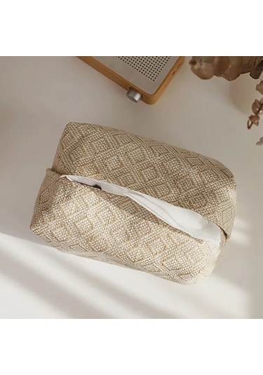 A-nordic Pamuk Keten Kağıt Havlu Kutusu Basit İçbükey Kağıt Çekmece Saklama Çantası Araba Doku Tutucu Ev Yemek Masası Doku Kutusu