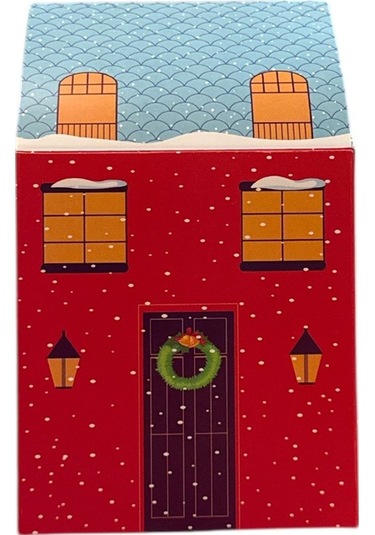 Yılbaşı Hediye Kutusu Kırmızı Ev 12'li