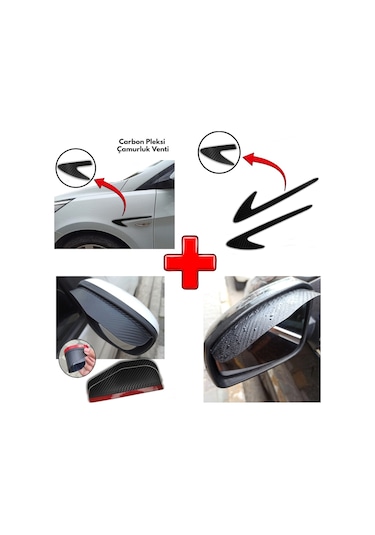 Ford Mustang Carbon Çamurluk Venti + Ayna Yağmur Koruyucu (553067952)