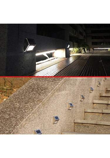 Neevoyu Güneş Enerjili 3 Led Duvar Lambası, Otomatik Aç-kapa, Ip44, Dış Mekan Merdiven Bahçe Aydınlatması Sıcak Beyaz Ilık Beyaz