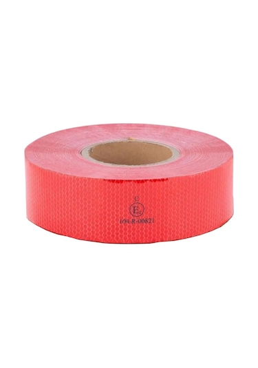 3 Mt Reflektörlü Reflektif Fosforlu Araç Oto Kamyon Şerit Bant Tüvtürk Onaylı Düz Kırmızı İkaz Bandı