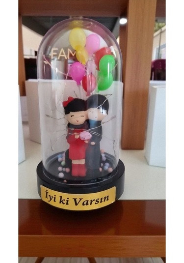İyiki Varsın Balonlu Biblolu Fanus Led Işıklı Boyut 20 Cm