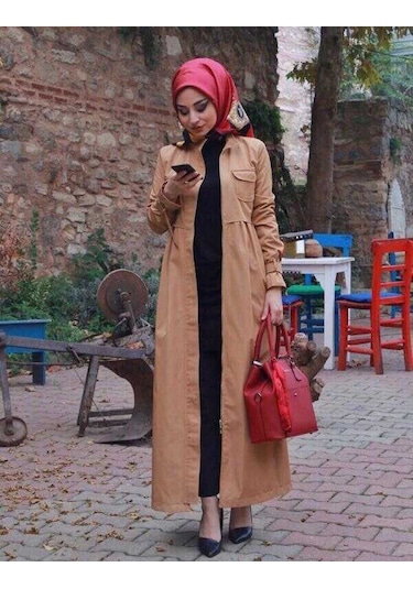 Neways 6302-inter Büzgülü Trençkot Camel CAMEL