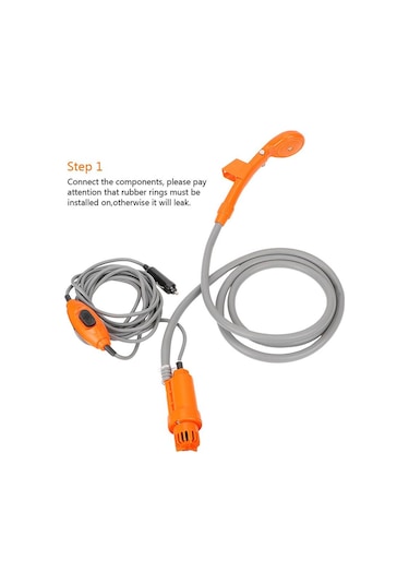 Turuncu Dc 12v Evrensel Araba Yıkama Taşınabilir Araba Duş Temizleme Aracı Açık Kamp Seyahat Duş Araba Yıkama Çakmak İle