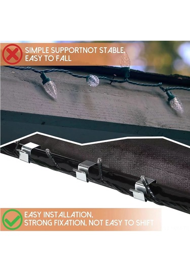 Suofeng Gümüş Küçük Boy Manganez Çelik Noel Işık Kancaları - Dış Mekan Işık Klipsleri, Noel Dekorasyonu, 100 Adet Paket