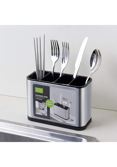 Wezone Sanwan 4 Bölmeli Paslanmaz Çelik Mutfak Eşyası Organizer, 18 X 8.6 X 13 Cm Diğer