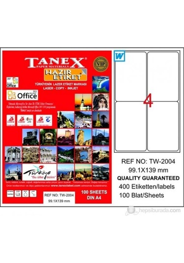 Tanex TW-2004 99.1 x 139 MM Lazer Etiket 100 Adet
