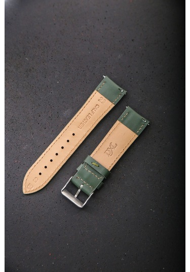 Hakiki Deri 22mm Akıllı Pimli Saat Kordonu Yeşil
