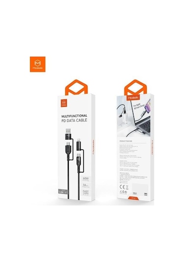 Mcdodo Ca-8070 60W 3A 4In1 Hızlı Şarj Data Kablo 1.2M Siyah (525852039)