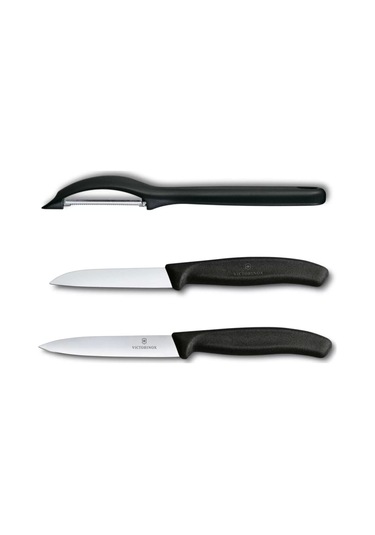 3 Lü Siyah Set 7.6075 Dik Soyacak & 6.7403 8 Cm. Bıçak & 6.7703 10 Cm. Bıçak