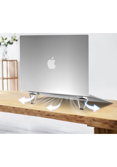 Butu R-just 1 Çift Kalkan Şekli Katlanabilir Dizüstü Masaüstü Tutucu Yükseltici Alüminyum Alaşımlı Dizüstü Standı