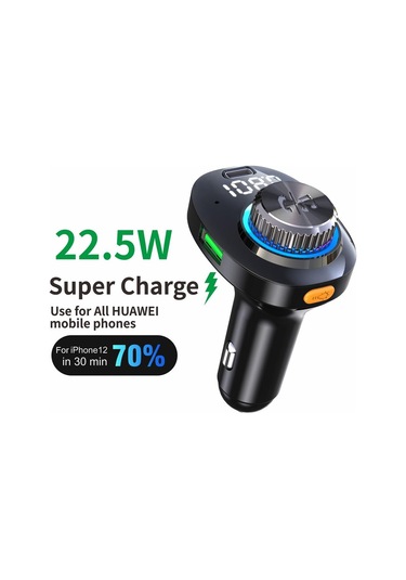 C18 Araç Ses Alıcısı 3.1a Hızlı Şarj Usb Cihazı Bt 5.0 Renkli Led Arka Işık Fm Verici