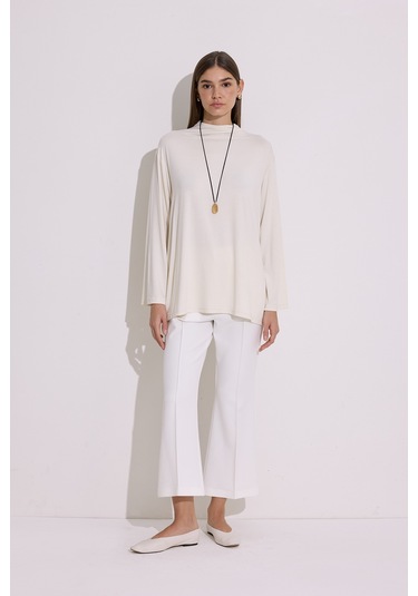Dökümlü Uzun Kol Bluz İnci İnci