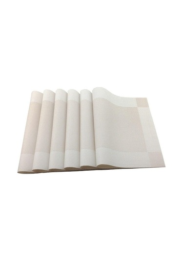 Novahub Bej Mavi 6 Adet/grup Placemat Yemek Sofra Takımı Bej Pvc Masa Mat Placemats Pedleri Kase Coaster Mutfak Aksesuarları Bej Bej