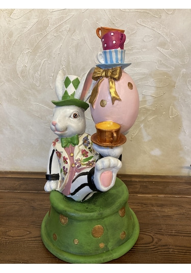 Tavşan Alice Harikalar Diyarında Yumurtalı Obje,biblo