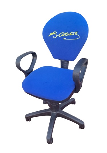 Atatürk Fb Taraftar Temalı Çocuk Çalışma Koltuğu Sarı Lacivert Tekerlekli Döner Ofis Ders Sandalyesi Lacivert