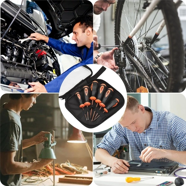 Tongxida Penggong 6 Parça Ev Kullanıma Uygun Tornavida Seti - Çapraz/düz Uç, Kaymaz Kollu, S2 Çelik Malzeme, Siyah+turuncu Re