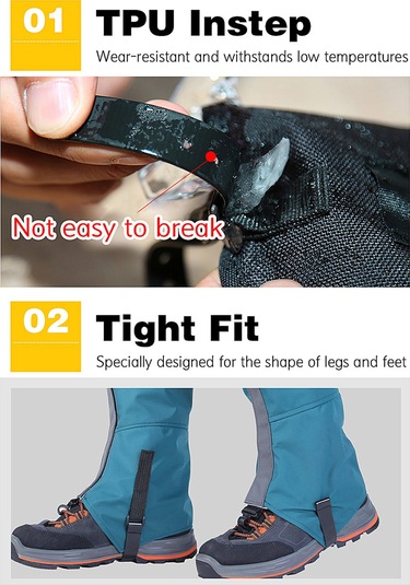 Geeksen Nylon Outdoor Bacak Koruyucu Çorap - Su Geçirmez, Dayanıklı, Hava Geçirgen - Kayak, Dağcılık, Desert Yürüyüşü İçin - Siyah Xl Siyah