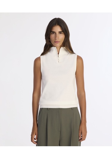 Yargıcı Regular Yarım Balıkçı Yaka Kolsuz Kol Kazak 25kktr2003x 002 Beyaz