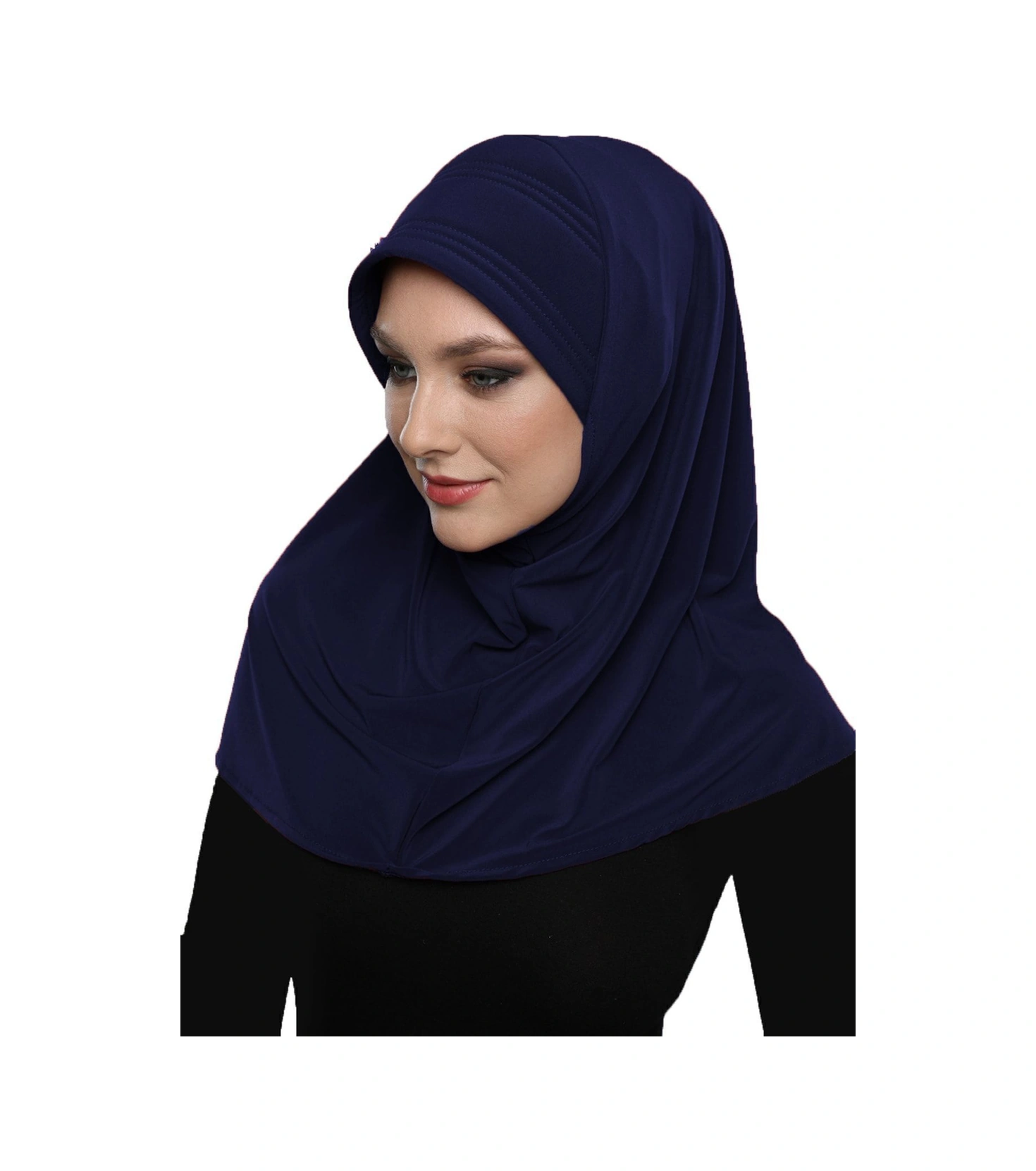 Takmatik Taşlı El Işi Boncuk Işlemeli Lacivert Hazır Türban Tesettür Bone Namaz Örtüsü Lacivert