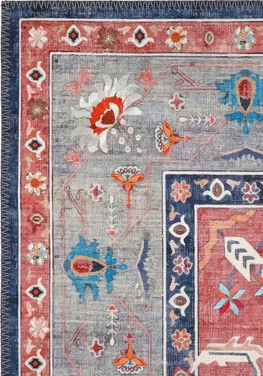 Cool Halı Beylerbeyi By 801 Mavi Renkli Oturma Odası Salon Halısı Makinede Yıkanabilir Şönil Halı