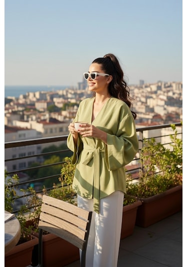 Kadın Kuşaklı Kimono 1177 Yeşil