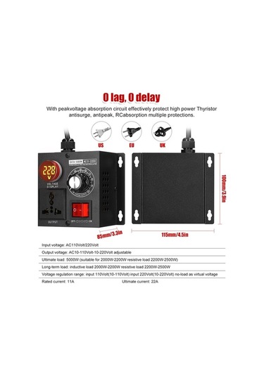 Besthome1 5000w Güç Regülatörü - Motor Hız, Aydınlatma, Isıtma İçin Evrensel Voltaj Ayarlayıcı Çok Renkli Çok Renkli