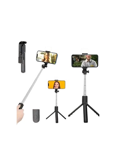 Bfs Tripod Selfie Çubuğu Bluetooth Kumandalı Kablosuz Led Işıklı