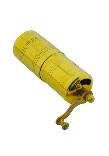 Pirinç El Yapımı Karabiber Değirmeni Öğütücü 4cmx13cm Sarı