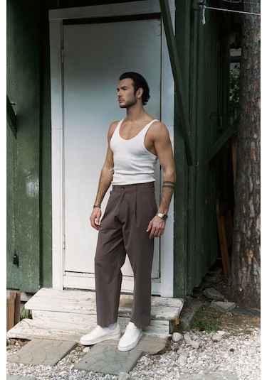 Sergio Düğmeli Kahve Erkek Pantolon Kahve