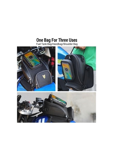 Çoğu Cross-sürüş Motosikletine Uygun Telefon Tutuculu Çok Fonksiyonlu Motosiklet Tankı Çantası Siyah