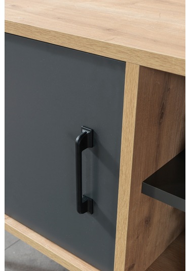 3109 Şile Metal Ayaklı Metal Kulplu 100 Cm Tv Ünitesi - Antrasit Safir Antrasit - Beyaz