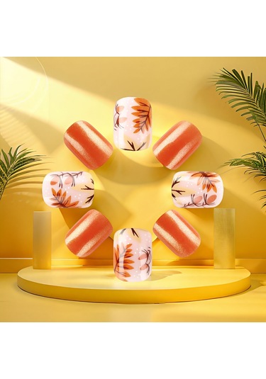 Kısa Parlak Yeni Tırnak Sanatı Yaprağı Giyilebilir Sıcak Tatlı Tırnak Çıkartmaları 24 Parça Dahil Araçlarys333