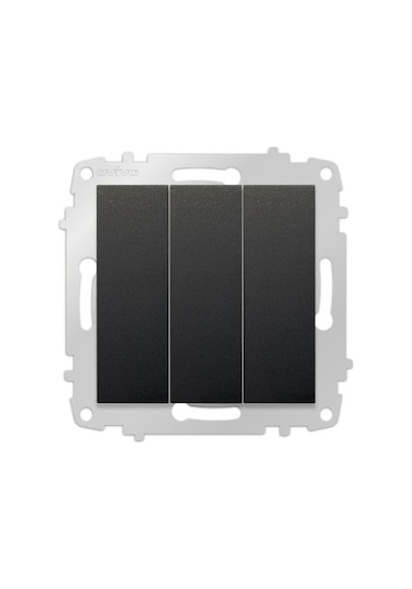 Ovivo Grano Siyah Natural Üçlü Anahtar Çerçevesiz - 6 Adet