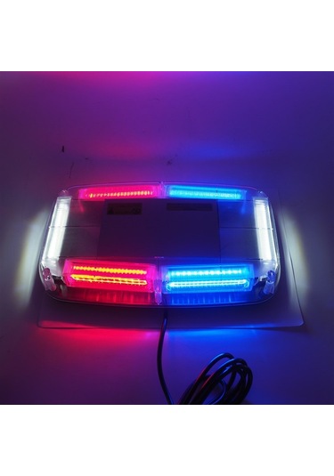 Çakarlı Tepe Lambası Mıknatıslı Kırmızı-Beyaz-Mavi 24W 12-24V / L