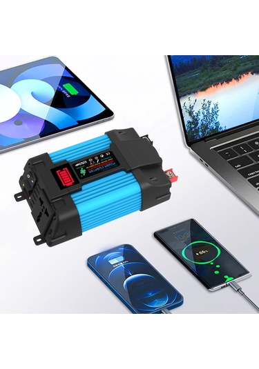 Dc12 V-ac220 V 300w Araç Dönüşüm İnvertörü Güç İnvertörü Led Akü Güç Göstergesi Çoklu Koruma İkili Şarj Usb Portları Kamp Seyahat İnvertörü