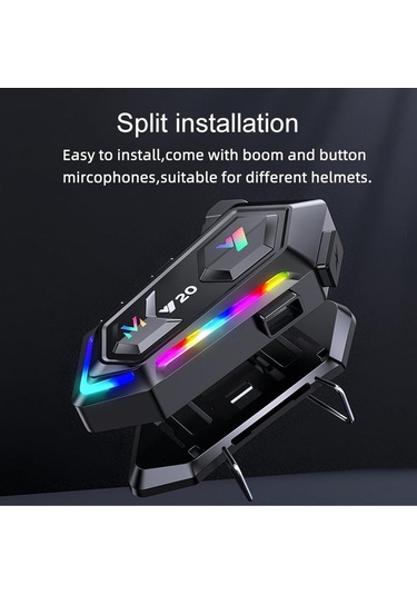 Motosiklet İntercom Kask Kulaklık Üniversal Tüm Kasklara Uygun Işıklı Mod Motor İnterkom Bluetooth 5