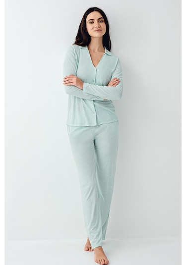 Pierre Cardin Kadın Yeşil Pijama Takımı Pc9115-s-v2 Yeşil
