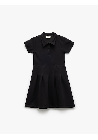 Koton Kısa Kollu Düğme Kapamalı Pamuklu Gömlek Elbise Siyah 6wkg80001ak Siyah