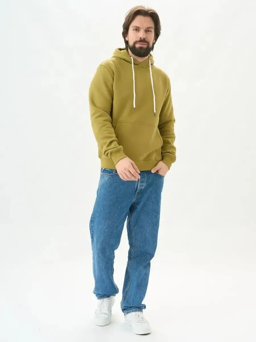 Uzcotton Fırçalı Kapüşonlu Haki Sweatshirt 14704873 Khaki