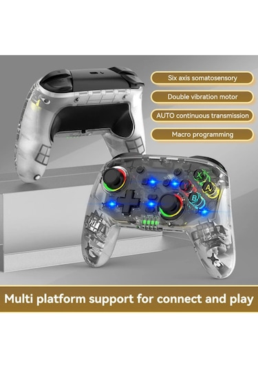 Rgb Kablosuz Şeffaf Gaming Ps4/ps3/pc/switch/Apple Uyumlu iOS Gaming Kol Wirelles Controller Saydam