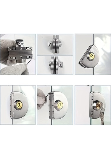 Nayomiglow Cam Vitrin/vitrin Kilitleri Paslanmaz Çelik Çift Kapı Delmeye Gerek Yok 2 Anahtarlı Kolay Kurulumlu Ev Aleti