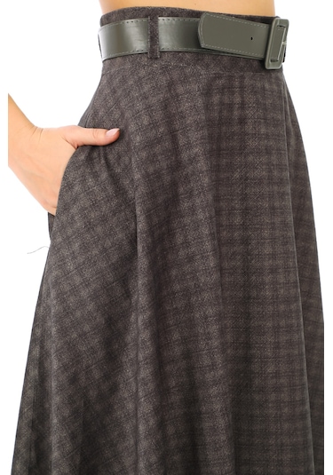 Soralline Kadın Etek 70 Cm Boyunda Astarlı Kışlık 780 Fantazigri Gri