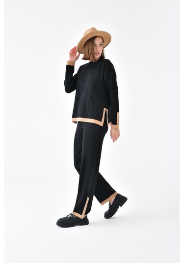 Ftz Women Kadın Çizgi Detaylı İkili Takım Siyah 20631-siyah Siyah