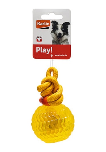 Karlıe İpli Plastik Top Köpek Oyuncağı Sarı 16cm