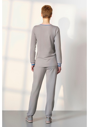 Doreanse Kadın Gri Renkli V Yaka T-shirt Pijama Takımı 25k4044-standart Gri