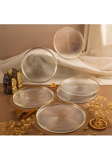 Fecra Loren 6 Parça Servis Seti 21 Cm Gold Fileli