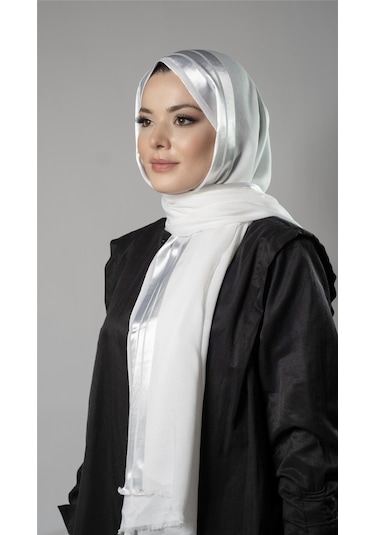 Hürrem Bone Beyaz Şerit Çizgili Şal Viskon Kumaş Bursa Dolama 202109 42 Beyaz