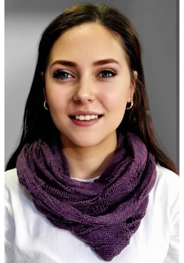 Tezzgelsin Kadın Çift Dolama Triko Örgü Boyunluk Mor