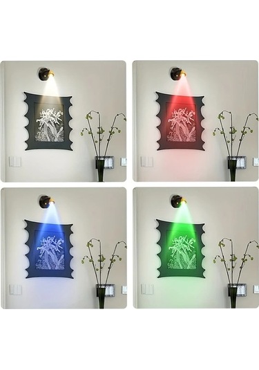 Fastbuy Siyah 1 Bilgisayar Led Manyetik Duvar Lambası Uzaktan Kumandalı Pil İle Çalışır Yapışkanlı Dekorasyon Siyah